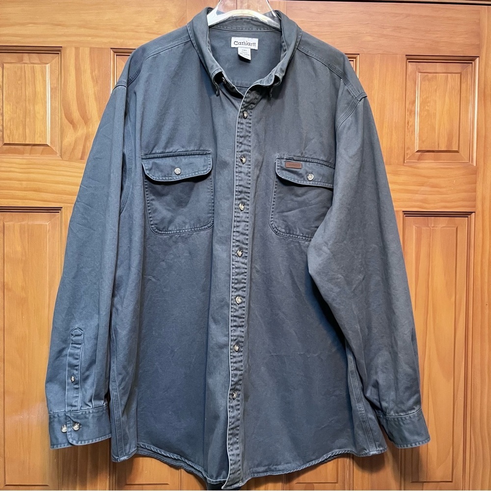Carhartt Blue Gray Heavyweight 100% Cotton Work Shirt Size 3XL Tall